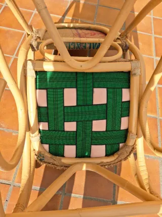 Mecedora de bambú y yute restaurada