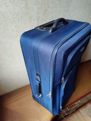 Maleta grande de tela con ruedas - Azul