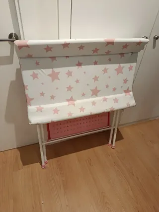 Bañera cambiador bebé plegable blanco y rosa