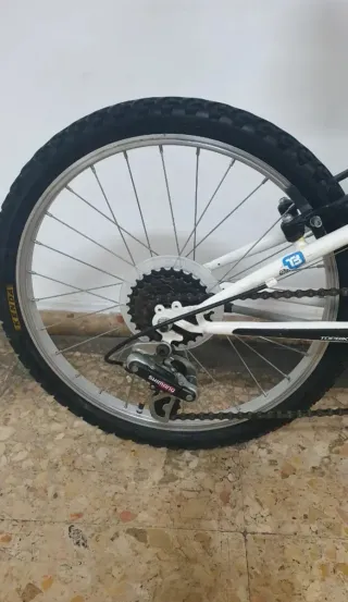 Bicicleta infantil azul y blanca