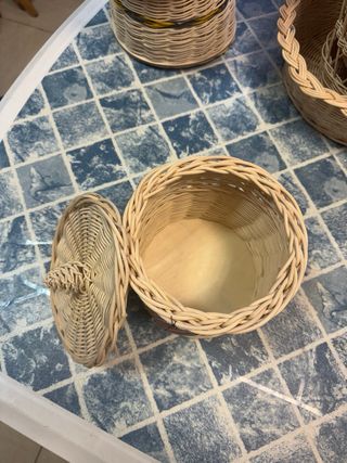 Cesto Mimbre Artesanal con Tapa