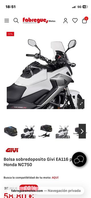 Bolsa Depósito Givi EA116 Honda NC