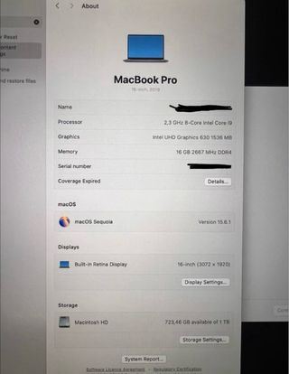 MacBook Pro 16” (2019) 16GB, 1TB SSD