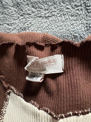 Jersey patchwork marrón y beige