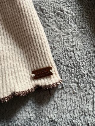 Jersey patchwork marrón y beige