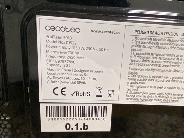 Microondas Cecotec ProClean 3010