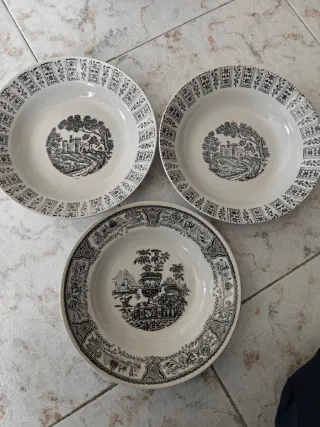 Juego de 6 Platos Antiguos Florales