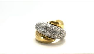 *Anillo 3 bandas de oro 18K con diamantes 0.45 ct.