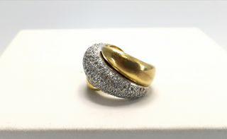 *Anillo 3 bandas de oro 18K con diamantes 0.45 ct.