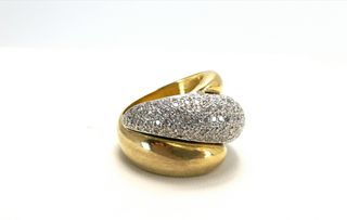 *Anillo 3 bandas de oro 18K con diamantes 0.45 ct.