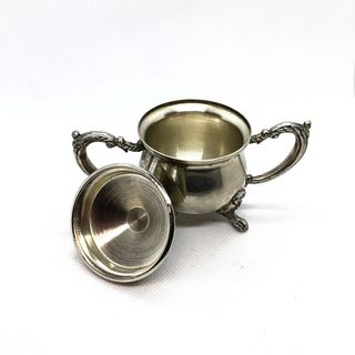 Açucareiro antigo em metal prateado coleção