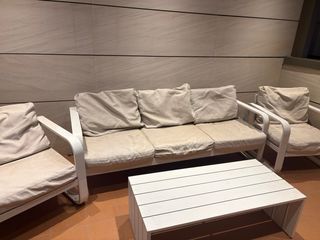 Conjunto terraza plástico blanco