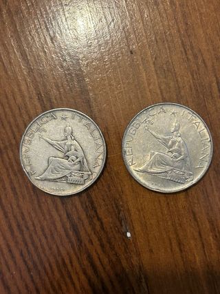2 Monedas 500 Liras Italianas Plata 1961