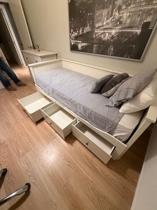 Cama nido blanca con cajones y colchón