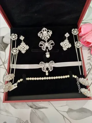 Aderezo Fallera Niña Plata y Perlas