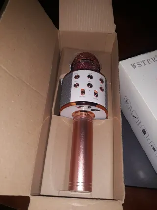 Micrófono Karaoke Bluetooth Rosa Dorado