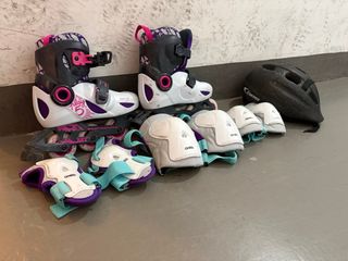 Patines, protecciones y casco niña talla 30 31 32