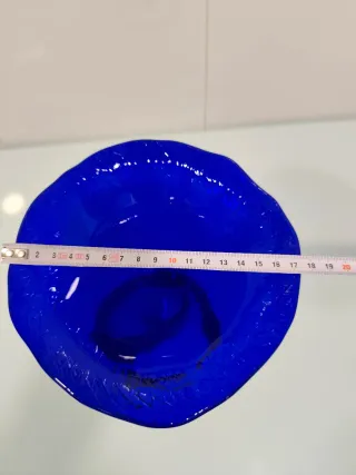 Jarrón Cristalex Azul de bohemia con Bordes Dorado