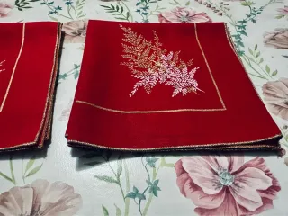 Set 4 Tovaglioli Cotone Rosso Vintage '90