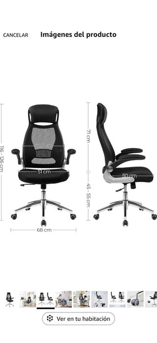 Silla de oficina ergonómica negra y plateada