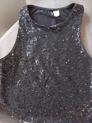 Top lentejuelas negro fiesta.