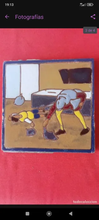 3 Azulejos decorativo El Quijote S.XIX - Mensaque