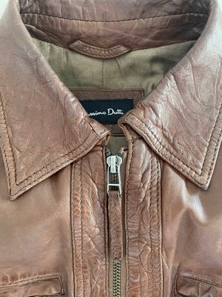 Chaqueta de cuero Massimo Dutti Marrón Talla XS