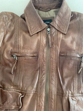 Chaqueta de cuero Massimo Dutti Marrón Talla XS