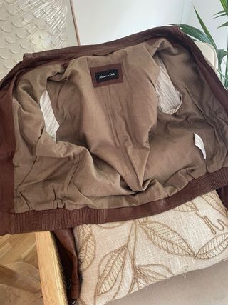 Chaqueta de cuero Massimo Dutti Marrón Talla XS