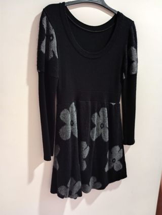 Vestido punto negro estampado floral