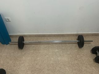 Barra de gimnasio recta con discos