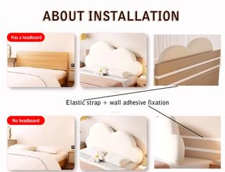 Cabecero acolchado en forma de nube gris/rosa