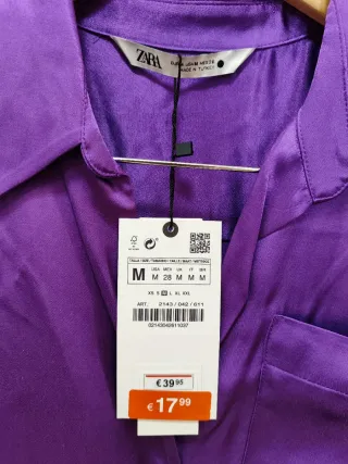 Vestido camisero ZARA de raso