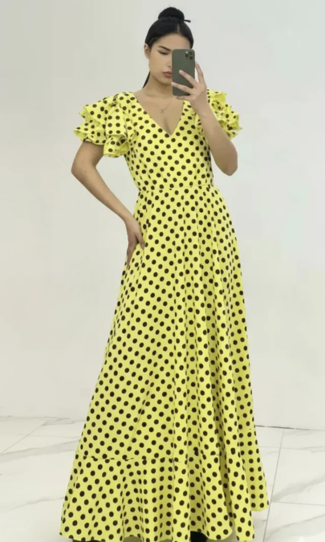 Vestido flamenco amarillo lunares