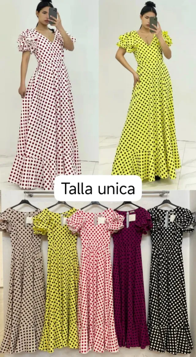 Vestido flamenco amarillo lunares