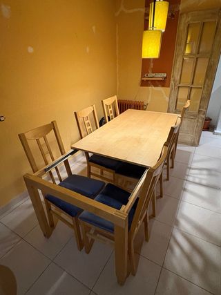 Mesa extensible comedor y 6 sillas madera IKEA