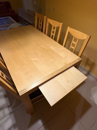 Mesa extensible comedor y 6 sillas madera IKEA