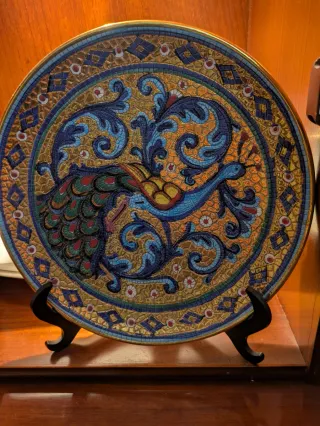 Jarrón y Platos Cerámica Italiana Deruta - Mosaico