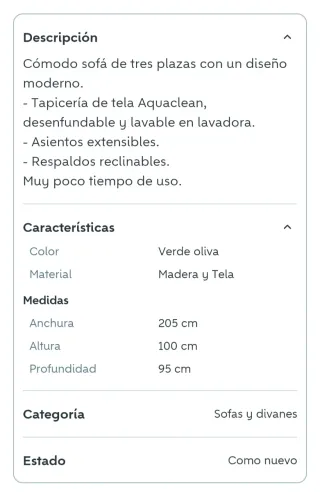 Sofá de 3 plazas extensible y reclinable.