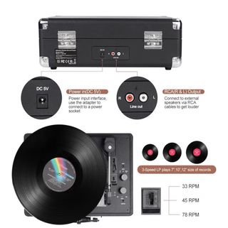 Tocadiscos Maleta Negro Nuevo