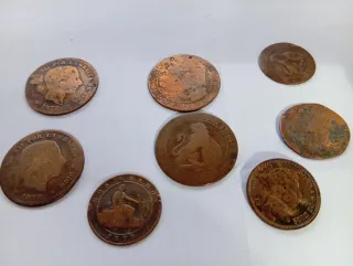 Monedas antiguas de cobre de Alfonso XII