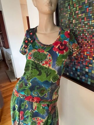 Conjunto verde/multicolor estampado