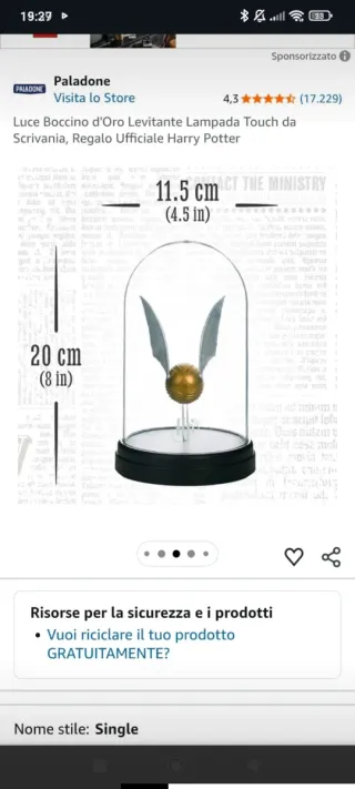 Lampada Boccino d'oro Harry Potter