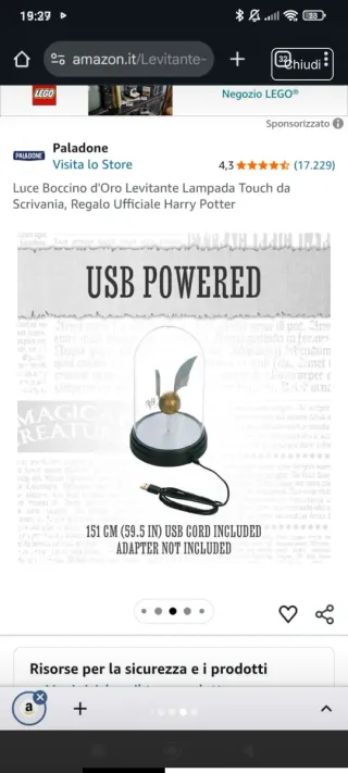 Lampada Boccino d'oro Harry Potter