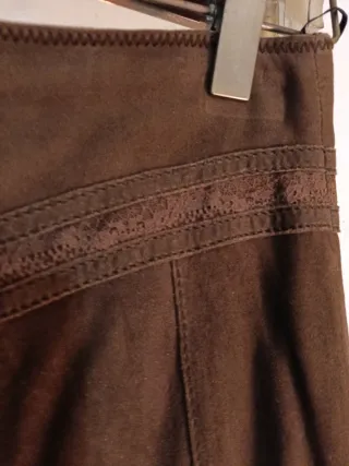 Minifalda de piel pecari marrón