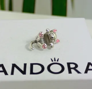 Charm Gatito Pandora Rosa y Plateado