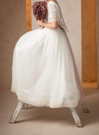 Vestido Comunión Rosa Clará Blanco