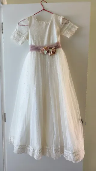 Vestido Comunión Rosa Clará Blanco
