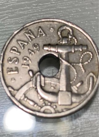 Moneda 50 Céntimos España 1949. Flechas invertidas