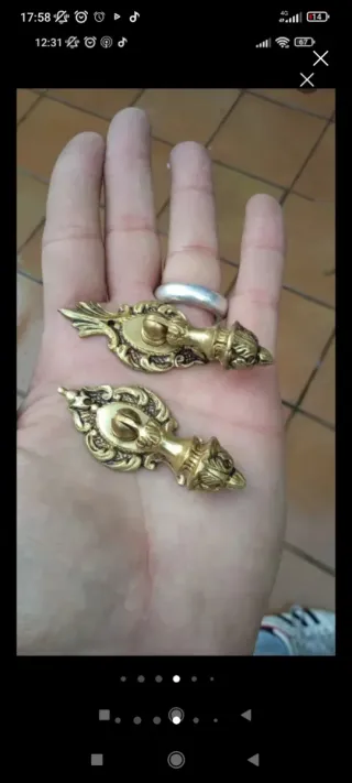 Tirador antiguo bronce latón mueble vintage